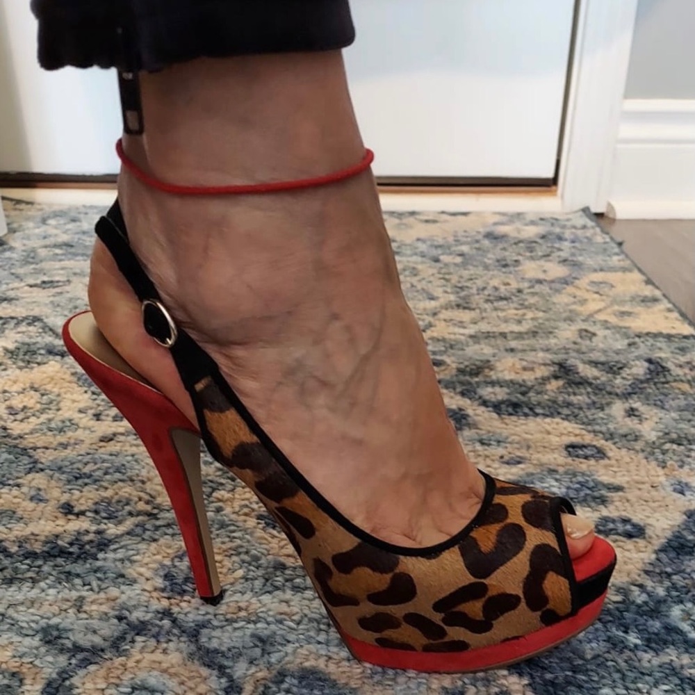 leopard red high heels